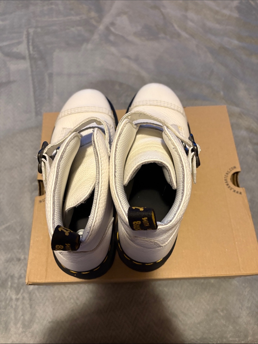 Dr. Martens White Leather - Devon Flower Platform Boot - Picture 4 of 8